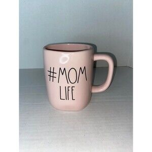 Rae Dunn # MOM LIFE Coffee Tea Mug Cup Soft Pink 16 oz